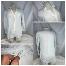 Pleione Blouse Top Shirt XS Women Ivory Rayon Made USA  EUC YGI C0-170