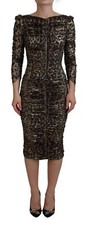 DOLCE & GABBANA Dress Multicolor Leopard Bodycon Sheath Midi IT38/US4/XS 4130usd