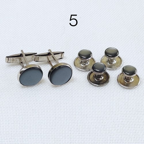 Vintage formelles 2er Set Smoking Manschettenknöpfe & 4 Ohrstecker, erwachsener Kunstglasstein - Bild 9 von 11