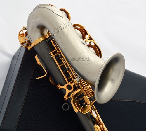 Customized Matte Curved Soprano Saxophone new Sax Black silver nickel free ship - Picture 5 of 5