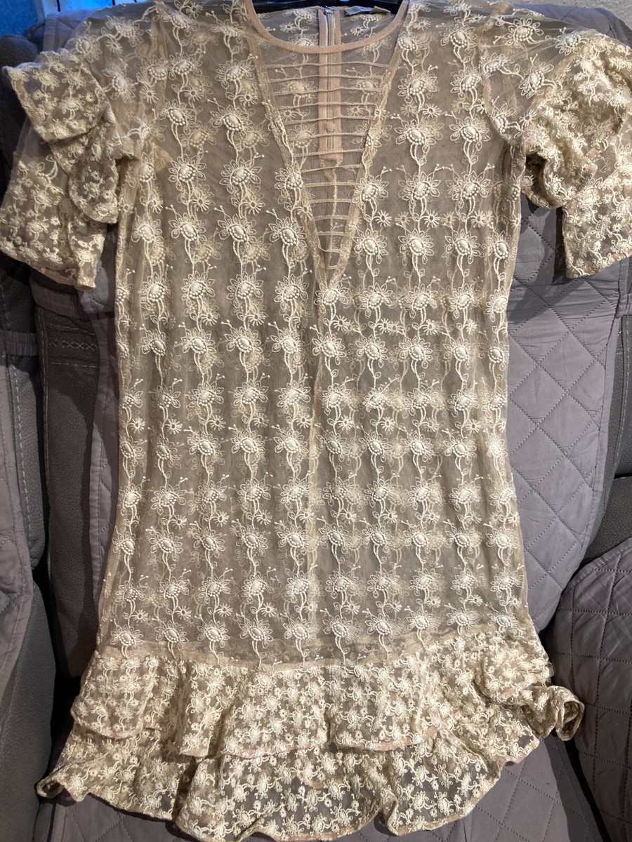 white christmas dresses All Saints All Saints Beaded Crochet Dress Cream