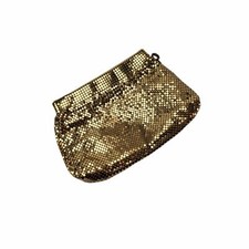 Vintage Whiting & Davis Co Gold Mesh Clutch Purse Made in USA Evening Bag Zipper