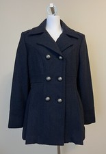 NEW Womens ESPIRIT Navy Blue Wool Blend Doubl...