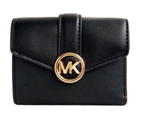 Michael Kors Portemonnaie Geldbörse Geldbeutel Carmen MD Flap Blfld Schwarz neu - Photo 2 sur 10