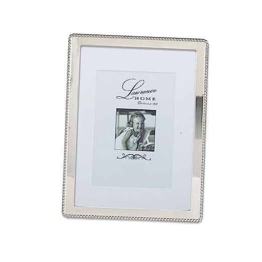 Metal Picture Frame with Delicate Outer Border of Beads 8x10 Silver