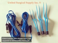 ELLMAN Bipolar Bayonet Forceps 5 Pc. Set (Reusable) W/2 Disposable Cables