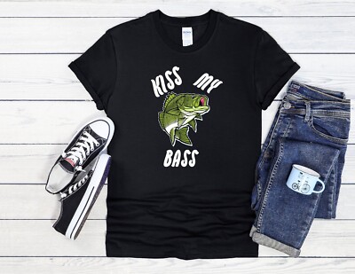 Kiss My Bass Fish Fishing Cool Herren Damen Unisex T-Shirt Hoodie Baseball 3846