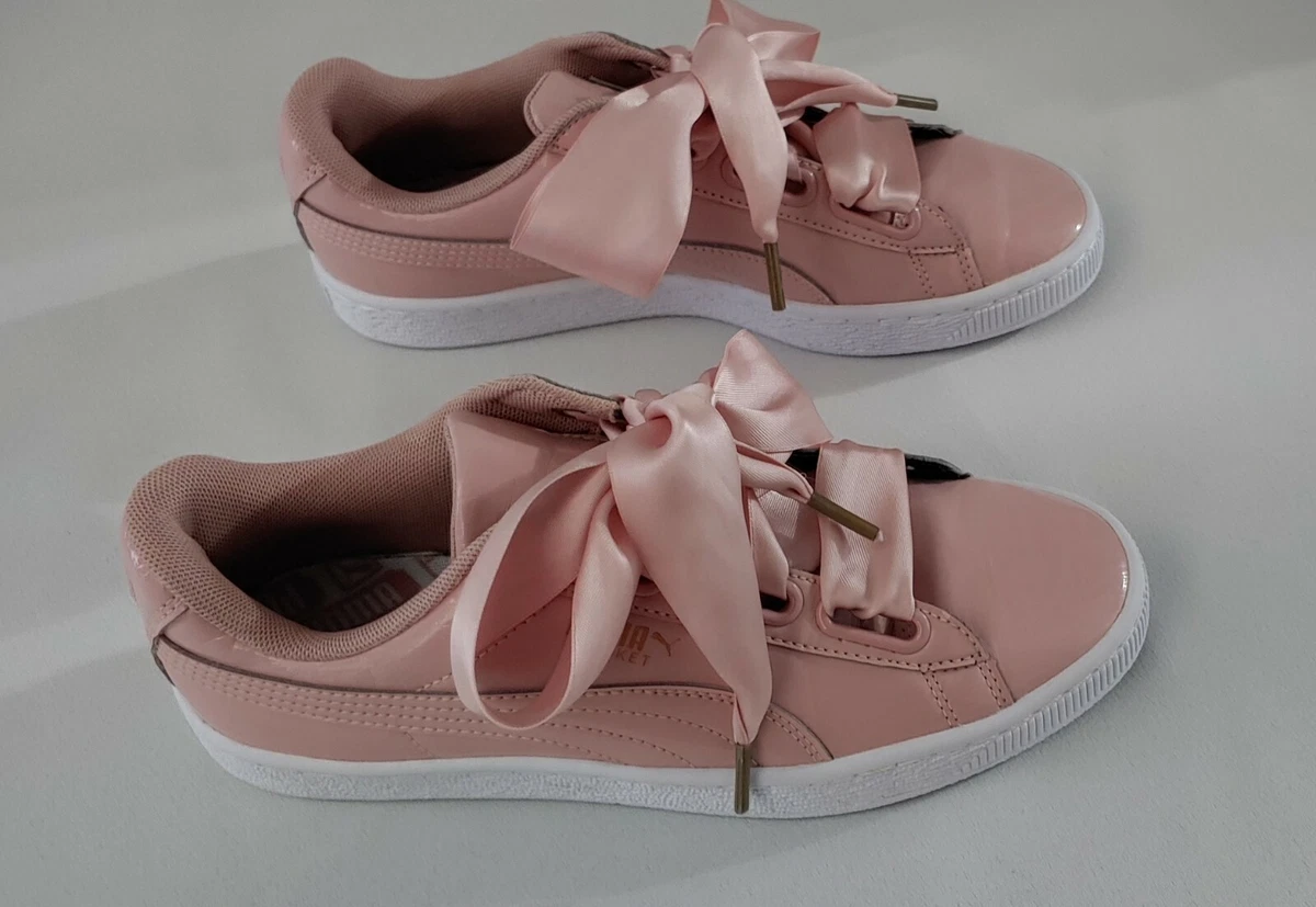 confesar ligado cooperar PUMA Basket Heart Patent Pink Leather with Satin Laces Women&#039;s Sneaks  Size US 7 | eBay