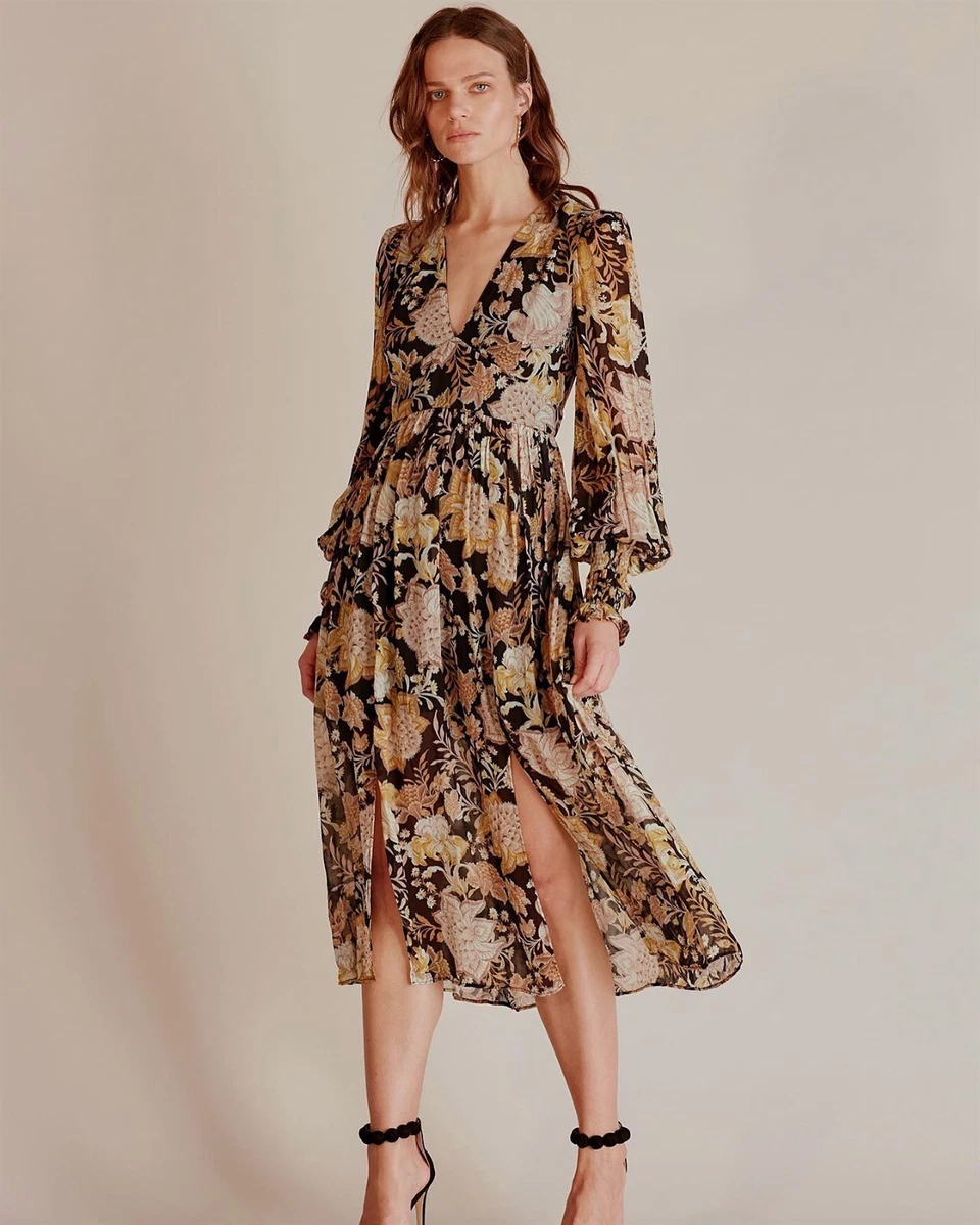 ruched dress midi long sleeve PRETTYGARDEN Women's Fall Wedding Guest Cocktail Midi Dresses Elegant