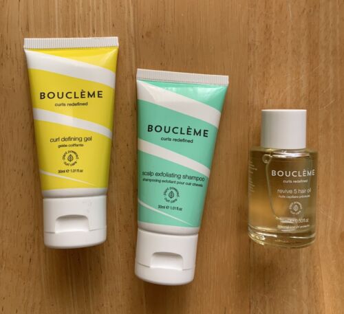 Boucleme Exfoliating Shampoo, Curl Defining Gel 2 x 30ml & Hair Oil 15ml - Bild 1 von 2