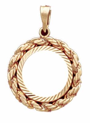 14K  Gold DIAMOND CUT LARGE ROPE BEZEL - Panda 1/20oz.Pendant