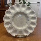 Vintage MCM Rare Red Wing Deviled Egg Serving Plate “Tan Fleck” 10.25” Excellent