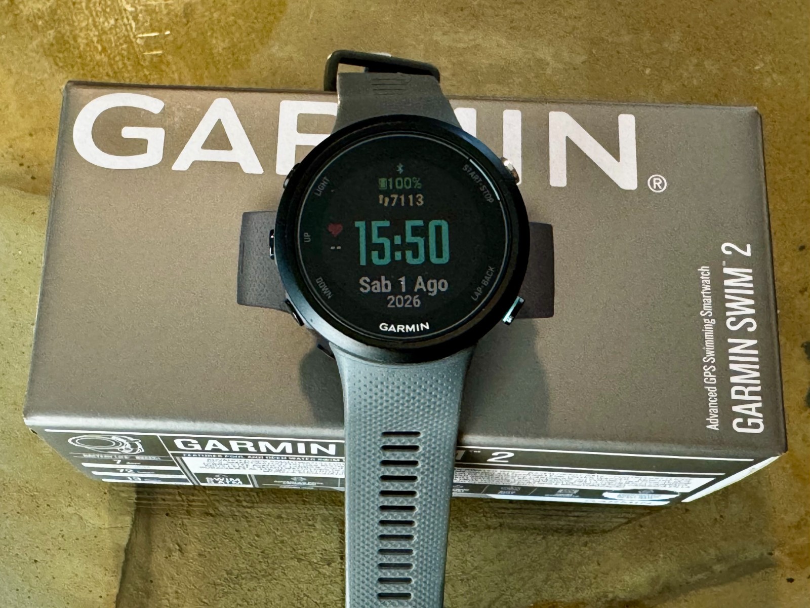 Garmin Swim 2 - Orologio GPS completo + bracciale in acciaio nero aftermarket