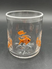 Anthropologie Icon Juice Glass Clown Fish  Clear Orange 17 Oz Hand Blown New