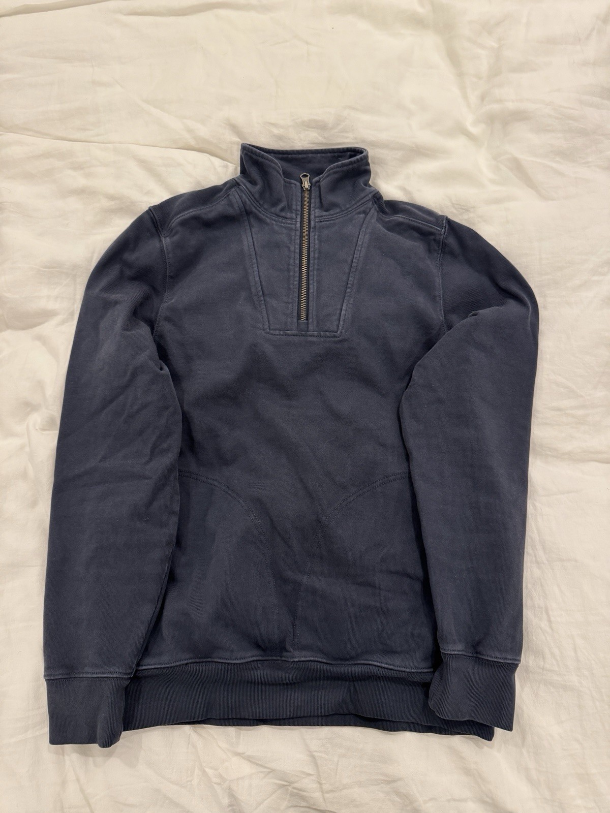 Taylor Stitch Men's Rugby Quarter Zip-In Faded Navy, Organic Cotton, Size 36 image 2