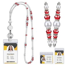 Lanyards for ID Badges and Keys, Retractable Badge Lanyard for Women, Beaded ...