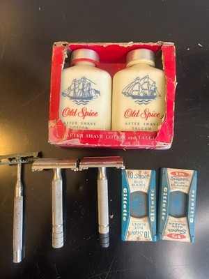 VTG 50s Shulton OLD SPICE Traveler Set 365 Aftershave Lotion & Talcum Shave Set