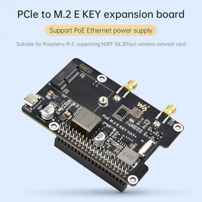 Raspberry Pi 5 PCIe auf M.2 E Key mit PoE-Ethernet-Netzteil-Adapterplatine
