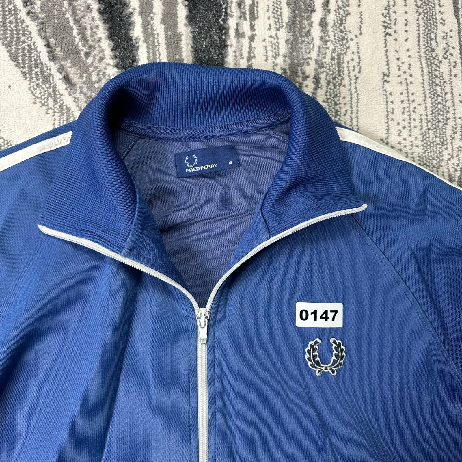 Vintage Fred Perry Oversized Medium Blue Funnel Neck Tracksuit Track Jacket image 2