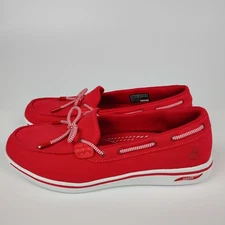 Skechers Arch Fit Uplift Laguna Slip On Boat Shoes Womens Size 7 Red Anchor Bow