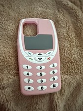 Retro Phone Pattern Silicone Case Pink White Gray Flexible Fitted Cover