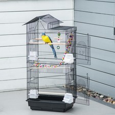 39" Bird Cage for Budgie, Cockatiel, Conure, Small Birds, Black