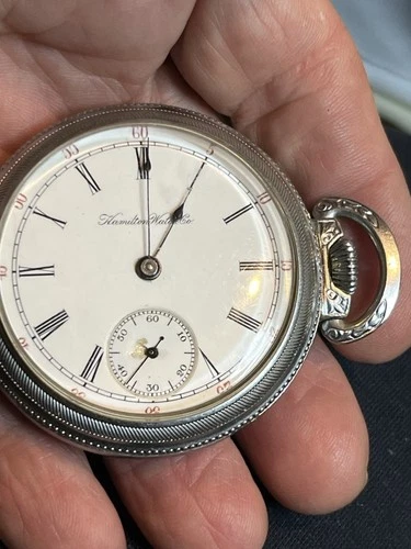 Antique Hamilton Size 18 Open Face Lever Set Side Winder Pocket Watch Runs!