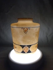 1920s Antique Arts & Crafts Hand Painted Milk Glass Lamp Shade