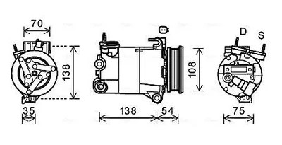 Compresseur de climatisation R 134a PAG 46 FDAK478 AVA QUALITY COOLING - Photo 1/4