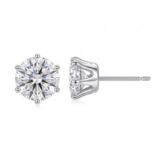 0.1-1.0Ct Round Cut Moissanite 925 Solitaire Stud Earrings GRA Certified