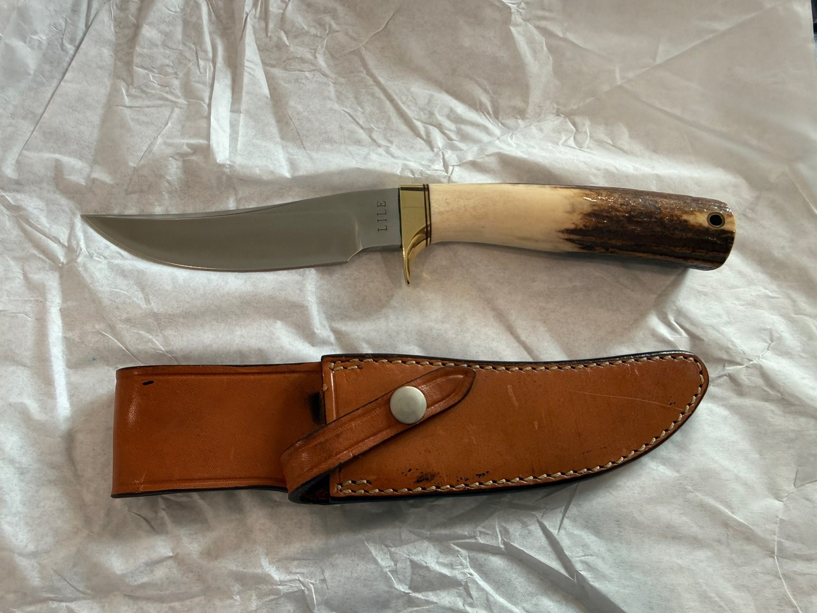 Jimmy Lile ( No Dot ) Custom Fixed Blade Knife Model 3 Stag 5” Blade