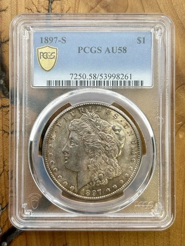 1897-S PCGS AU58 Morgan Silver Dollar $1 Coin