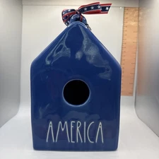 Rae Dunn “America” Square Birdhouse With Ribbon - 4th Of July - New In Box