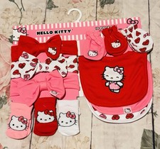 Hello Kitty Baby Headbands, Mittens, Socks  Bibs Pink, Red Valentines "Be Mine"