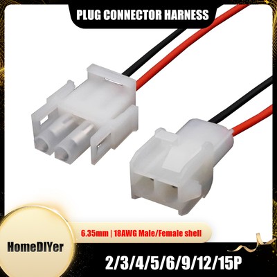 6.35mm Plug Connector Harness Männliche/Weibliche 18-AWG 2/3/4/5/6/9/12/15P