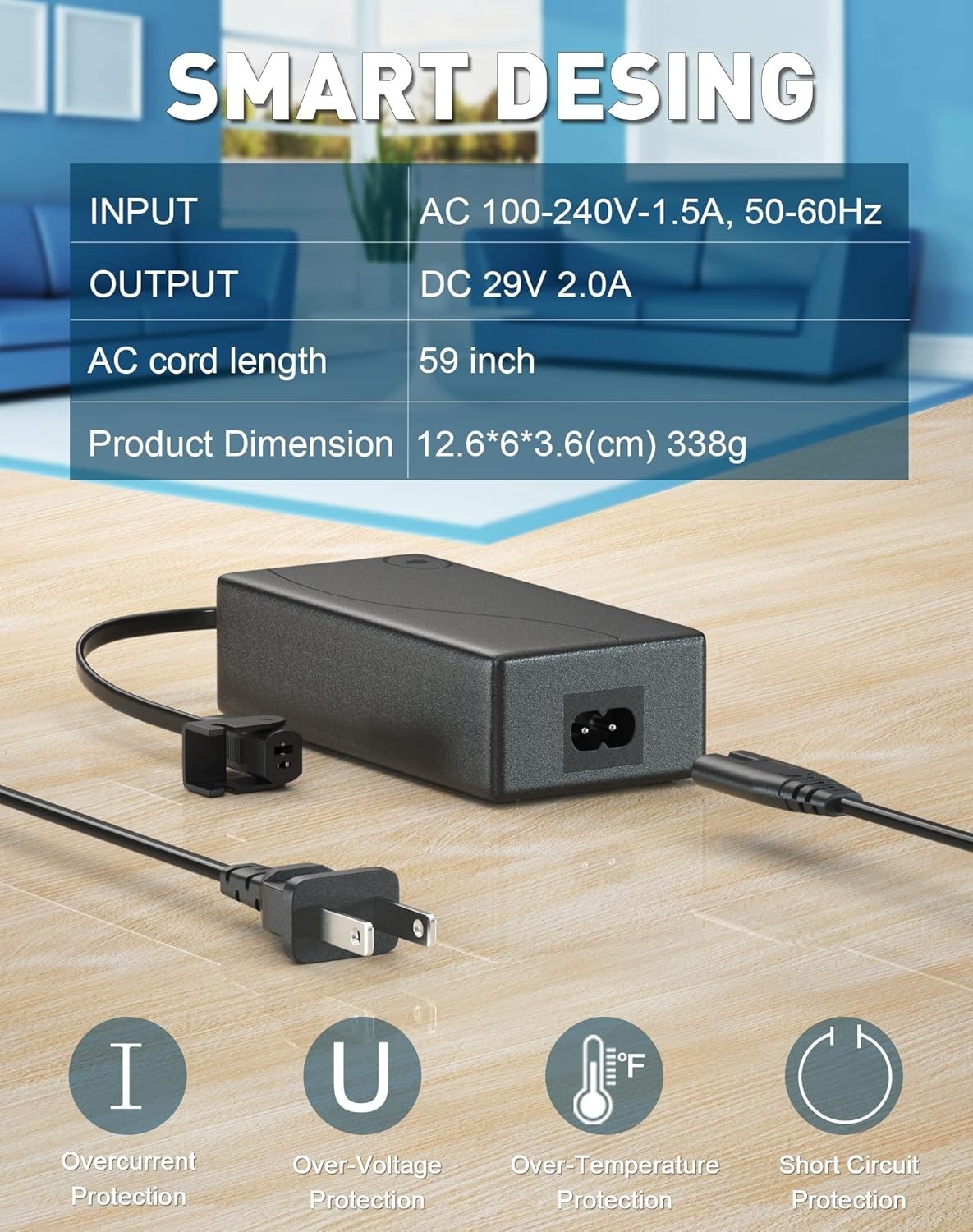 Power Supply, AC/DC Switching Power Supply Transformer 2-pin 29V/24V 2A Adapt...