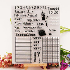 Month Date Number Clear Stamps Telephone Pattern Transparent Seal Stamps for Hol