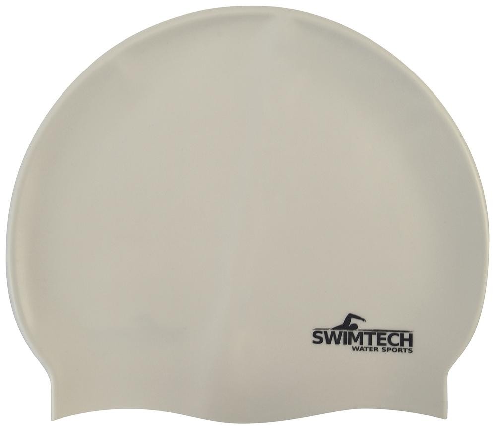 SwimTech Silicone Swim Cap White White