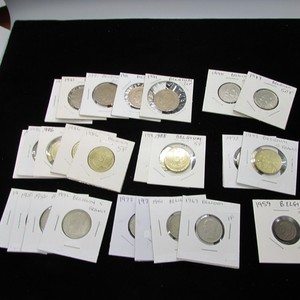 Belgium Coin Lot of 25 1948-1993 in 2X2's