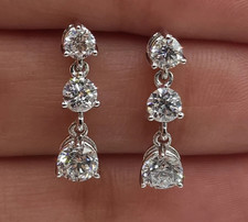 12.00 Ct Certified Round Cut Natural White Diamond Studs VVS1 White Gold Finish