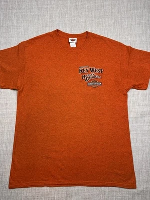 Harley-Davidson T-Shirt Mens L Orange Key West FL Pirate Skull Dealer Tee - Image 1 of 4