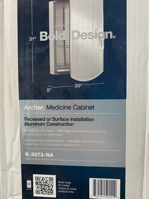 Kohler 20'' W x 31'' H Aluminum Single-Door Bathroom Medicine Cabinet with Mirror