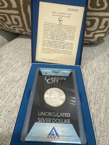 1883 CC Carson City Silver Morgan Dollar Ms65 with Box and COA