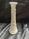Vintage Anchor Hocking Stars And Bars White Milk Glass Bud Vase 1950-60s, 9"