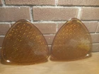 2 Retro vintage Anchor Hocking Amber Daisy & Button Triangle Snack Plates 1950's