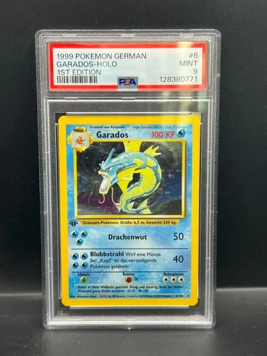Pokemon PSA 9 MINT GERMAN Gyarados (Garados) 6/102 Base Set Holo 1st Ed S#0771