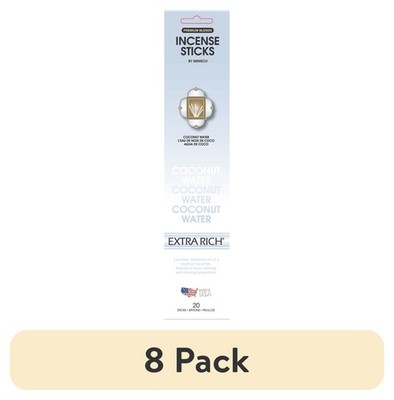 (8 pack) Genieco Extra Rich Incense Sticks, Coconut Water Fragrance  20 Count 