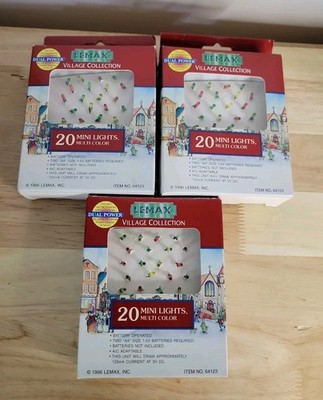 Lemax Village Mini Lights Lot Of  3 Sets 20 Ct Clear & Multi 1996  Battery/AC