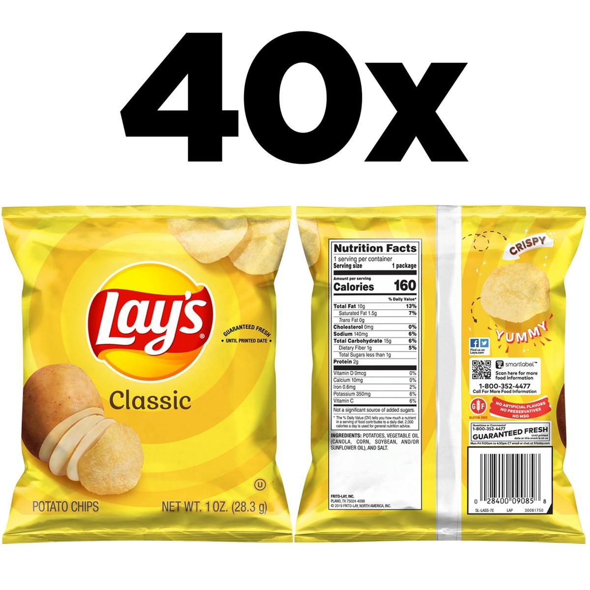 Lay's Potato Chips, Classic, 1 Ounce (Pack of 40) | eBay