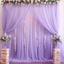 20x10 Purple Tulle Backdrop Curtains for Parties Sheer Backdrop Curtain Wedding